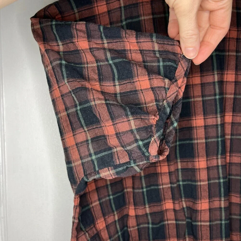 Madewell Womens Shirt XS Pink Plaid Cotton Short Puff Sleeve Gathered V-Neck
